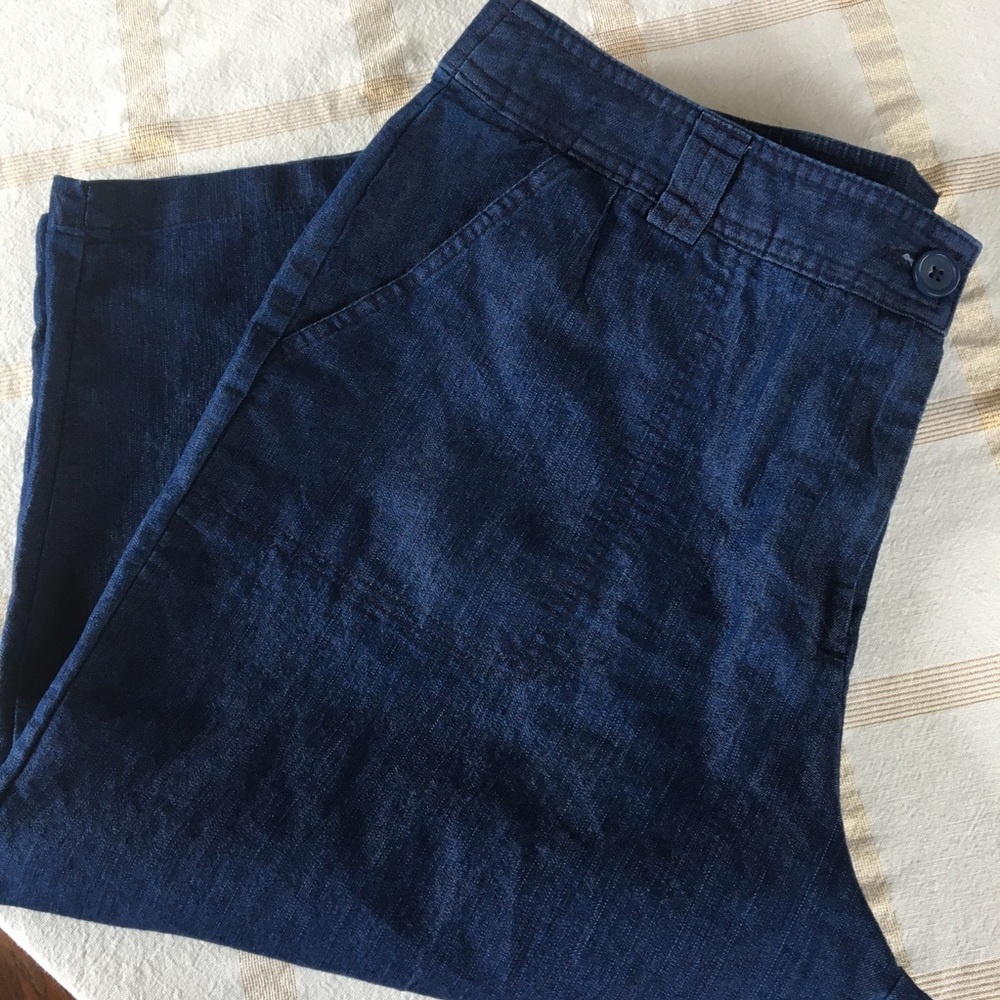 🎁2/$12 SZ16 WHITE STAG LIGHTWEIGHT BLUE DENIM ZIPPER FRONT 76% COTTON CAPRIS - Picture 13 of 13